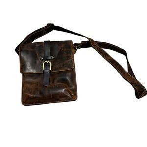 Greenburry Leather Messenger Bag 749AM-25 Distressed Brown Crossbody 10x8